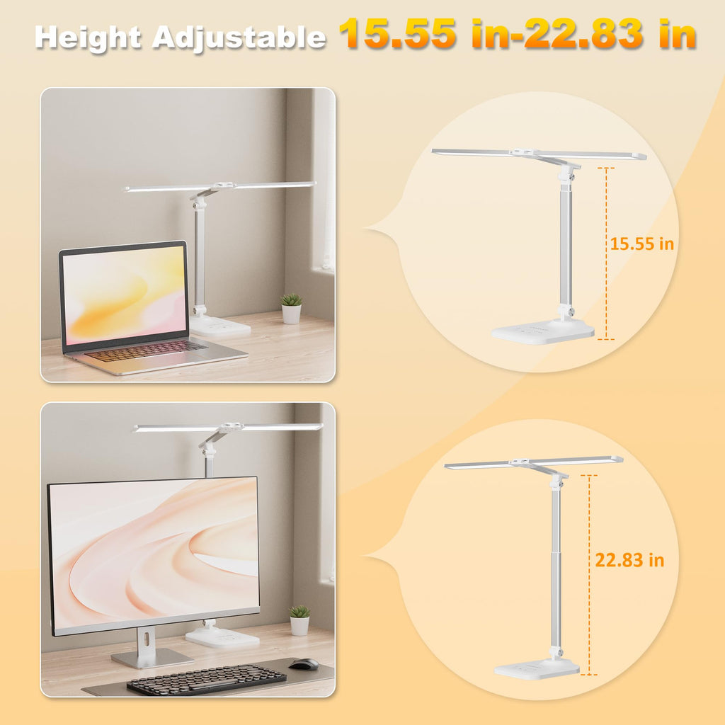 Small Computer Desk Lamp LED Desk Lamp for Office Home, Height Adjustable Architect Desk Light ...
