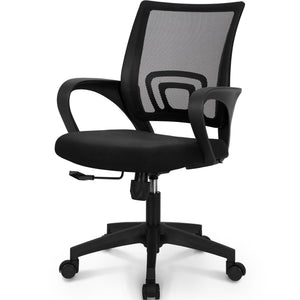 Office Desk Computer Chair Ergonomic Mesh Gaming Cushion Seat with Comfy Lumbar Mid Back Support Adjustable Height Swivel Rolling Wheels for Home Task (Mesh Black)