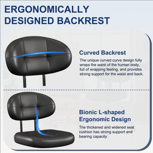 Armless Drafting Chair, Tall Office Chair no Wheels with Footrest Ring for Standing Desk, Small Faux Leather Executive Chair with Adjustable Height for Bar Counter Desk Black