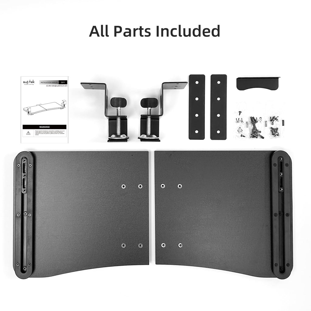 Keyboard Tray Under Desk Pull Out with C Clamp Mount, Computer Keyboard & Mouse Tray, 25.6 (30 Including Clamps) x 11.8 inch Slide-Out Platform Computer Drawer for Typing, Black, DSF1