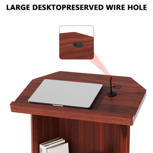 Wood Podium,Compact Podium Stand,15MM Particle Board,Pulpit with Storage,Mic Stand Space,Easy Installation Wooden Lectern for Restaurants,Churches,Seminars and Schools