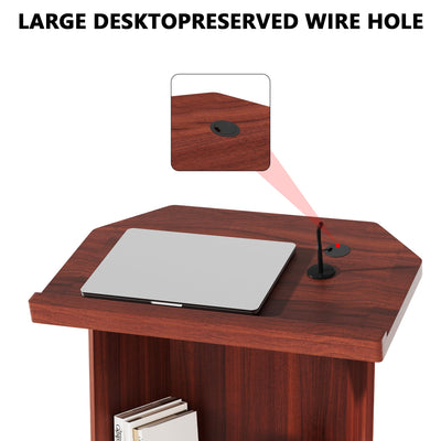 Wood Podium,Compact Podium Stand,15MM Particle Board,Pulpit with Storage,Mic Stand Space,Easy Installation Wooden Lectern for Restaurants,Churches,Seminars and Schools