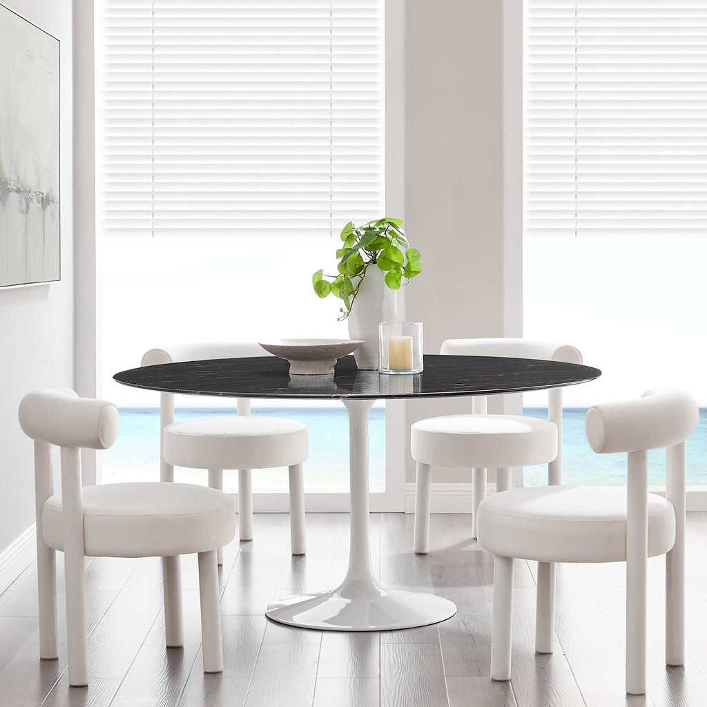 Dining Table, 60", White Black