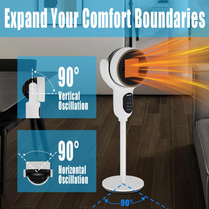 1500W Electric Space Heater for Bedroom Home Office Room Space Up to 1200 sq. ft with Automatic Swing,Timer,Adjustable Thermostat