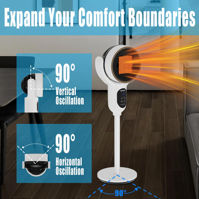 1500W Electric Space Heater for Bedroom Home Office Room Space Up to 1200 sq. ft with Automatic Swing,Timer,Adjustable Thermostat