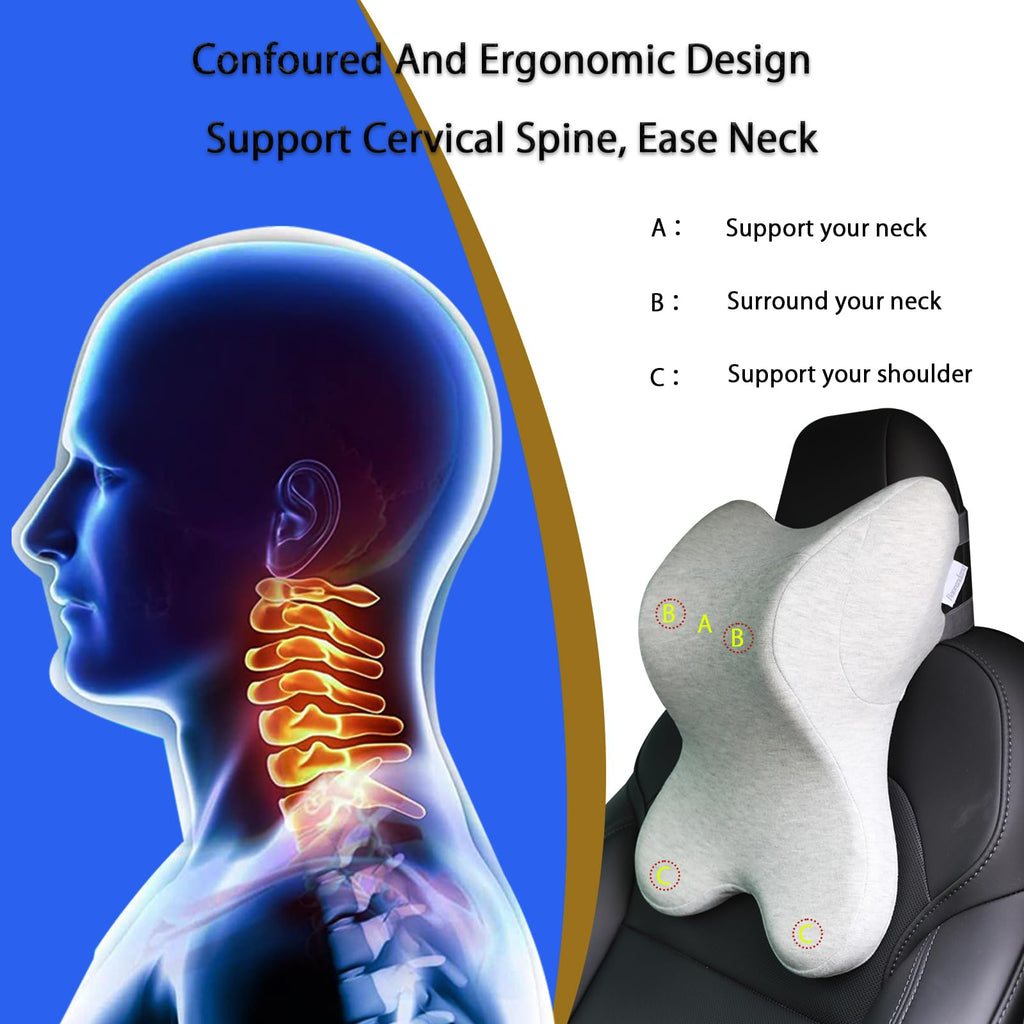 Neck Pillow for Driving Gaming Chair Headrest Pillow Office Chair Neck Pillow Ergonomic Design Double Straps Design Suitable for Different Heights