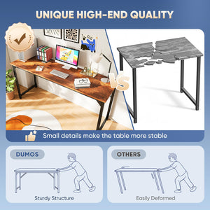 63 Inch Computer Office Desk Writing Gaming Study Work Large Desks for Bedroom Home Office with Metal Frame Simple Modern PC Table Workstation, Wood Brown
