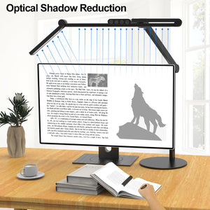 Architect Desk Lamp with Atmosphere Lighting, Adjustable Led Desk Light for Home Office with Base, 24W Bright Auto Dimming Table Light with Rotatable Swing Arm for Workbench Computer