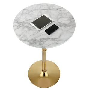 24'' Round Cocktail Bar Table with Metal Base, Tall Bistro Pub Table, Counter Bar Height Table for Kitchen, Dining Room, Living Room, Easy Assembly, Gold