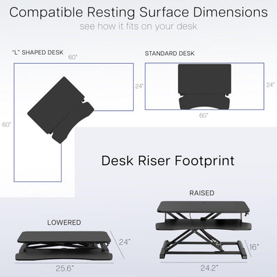 26 inch Desk Converter, K Series, Height Adjustable Sit to Stand Riser, Dual Monitor and Laptop Workstation with Keyboard Tray, Light Wood Top, White Frame, DESK-V026KF