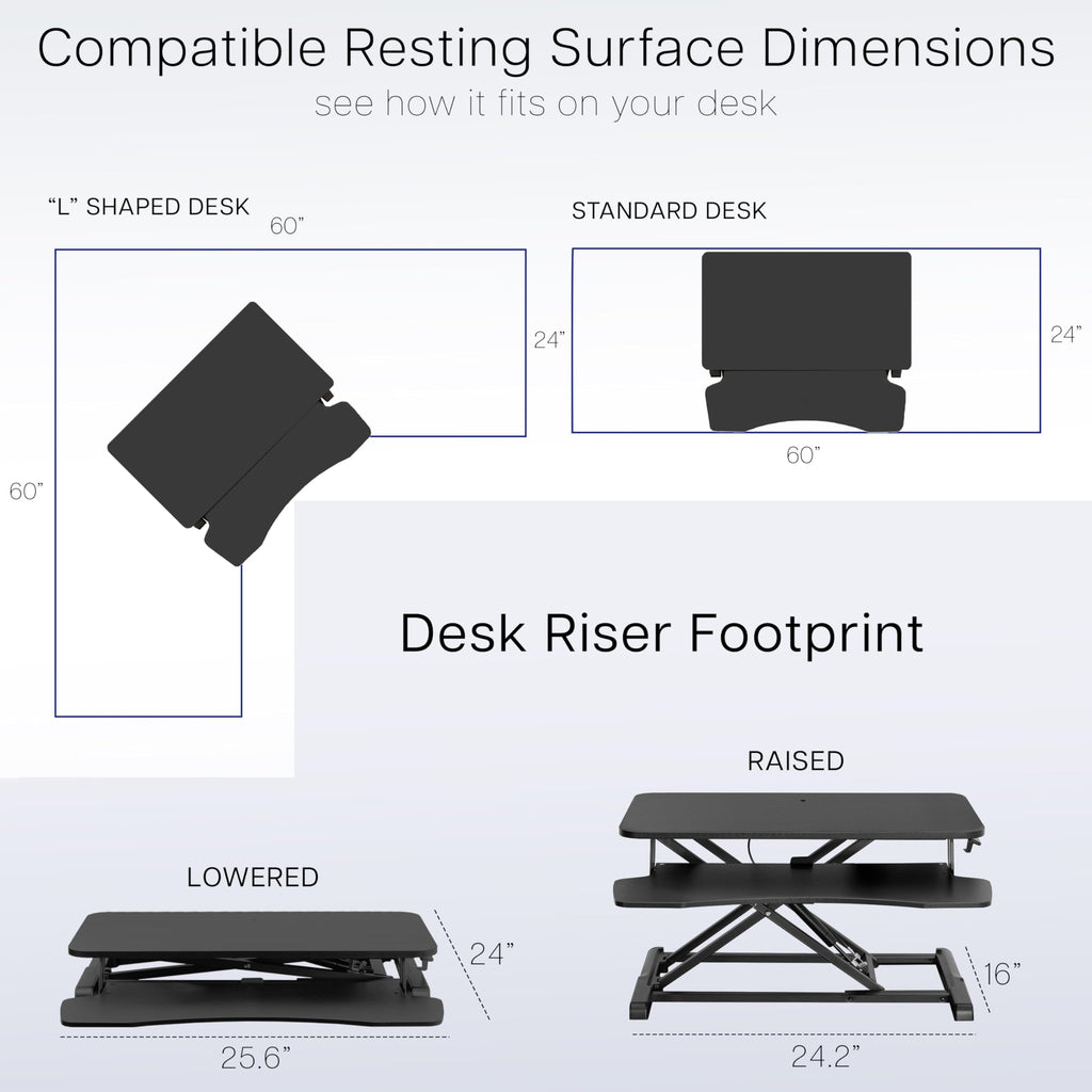 26 inch Desk Converter, K Series, Height Adjustable Sit to Stand Riser, Dual Monitor and Laptop Workstation with Keyboard Tray, White, DESK-V026KW