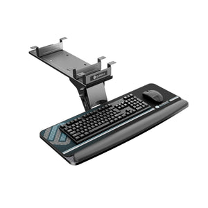 Keyboard Tray Height Adjustable, Swivel Tilt Computer Keyboard Drawer Under Desk, 25x9.13'' Sliding Keyboard & Mouse Platform with Mouse Pad for Typing, Black