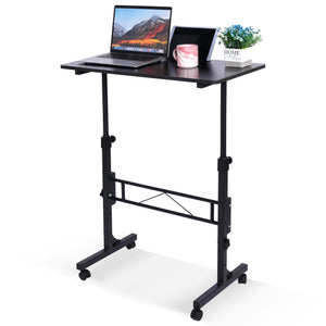 Standing Desk Adjustable Height, Mobile Stand Up Desks with Wheels Small Computer Desk Rolling Desk, Portable Laptop Desk Black Standing Table Sit Stand Home Office Desks 16
