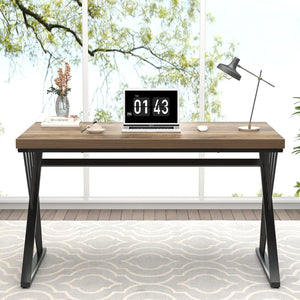 Computer Desk, Modern Home Office Desk, Industrial Wood and Metal Study Writing Work PC Table for Bedroom Living Room, Rustic Oak, 47 Inch