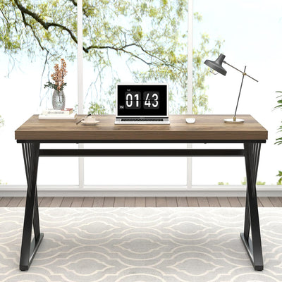 Computer Desk, Modern Home Office Desk, Industrial Wood and Metal Study Writing Work PC Table for Bedroom Living Room, Rustic Oak, 47 Inch