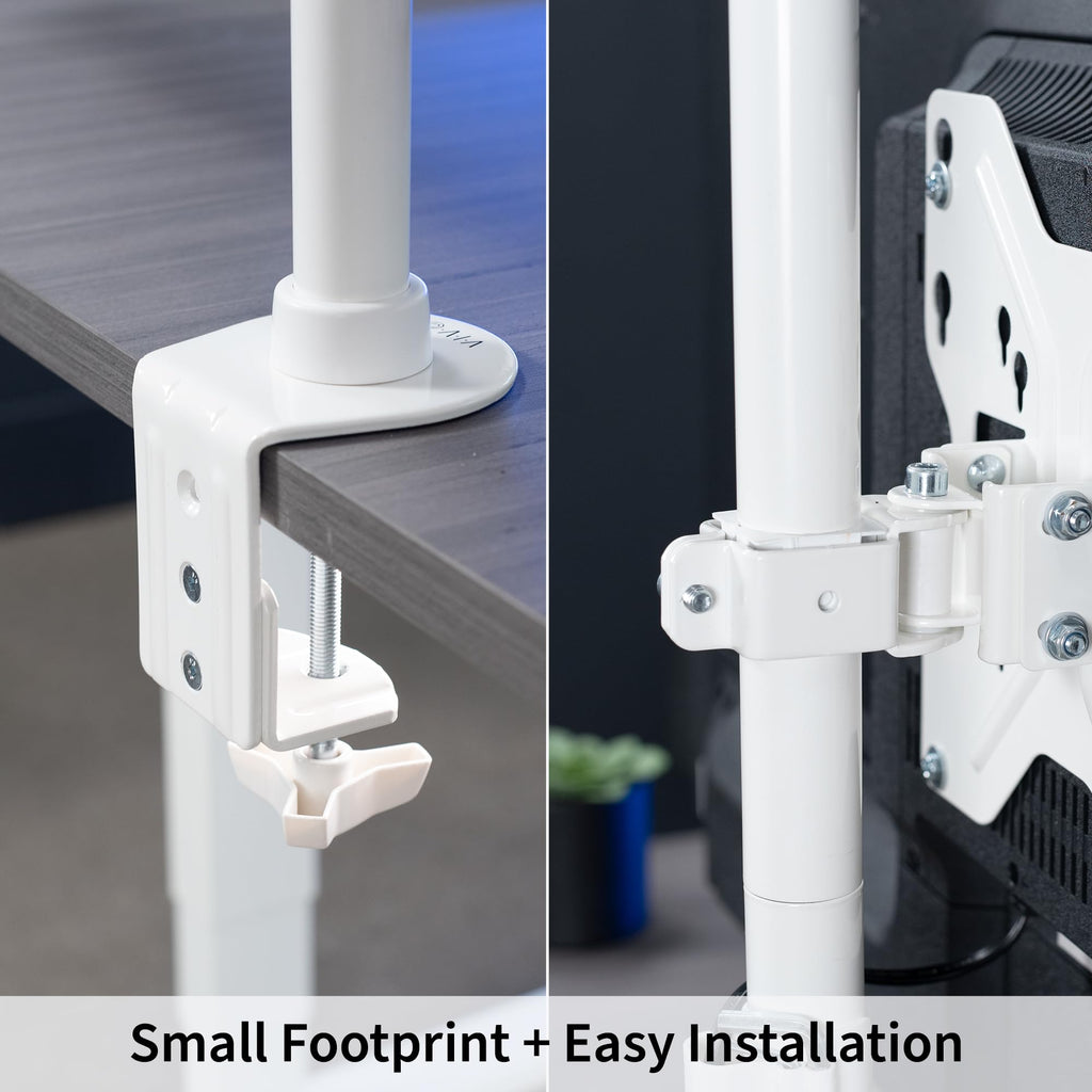 Ultra Wide TV Desk Mount for up to 55 inch Screens Weighing 66 lbs, Full Motion Height Adjustable Single Television Stand, White, STAND-V155CW