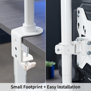 Ultra Wide TV Desk Mount for up to 55 inch Screens Weighing 66 lbs, Full Motion Height Adjustable Single Television Stand, White, STAND-V155CW