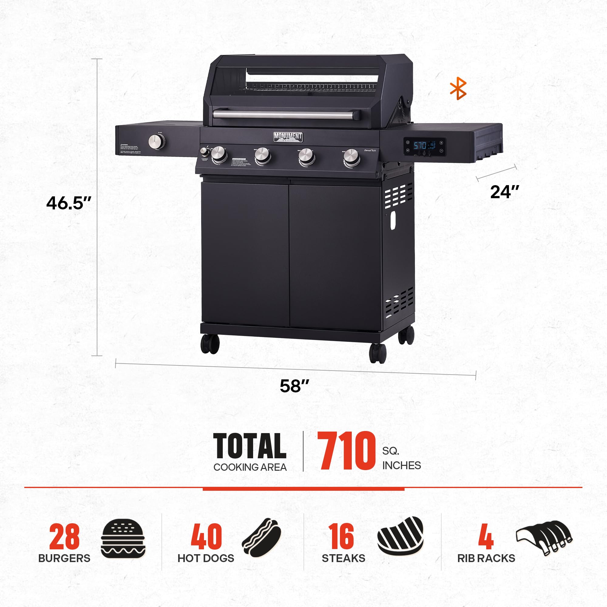 4-Burner Liquid Propane Gas Smart bbq Grill Denali 425 with Cooking Plate(2 Items)