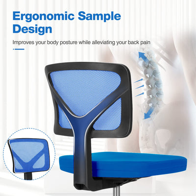 Office Chair, Ergonomic Low-Back Mesh Rolling Work Swivel Chairs with Wheels, Armless Comfortable Seat Lumbar Support for Home, Bedroom, Study, Student, Adults,Classic Blue