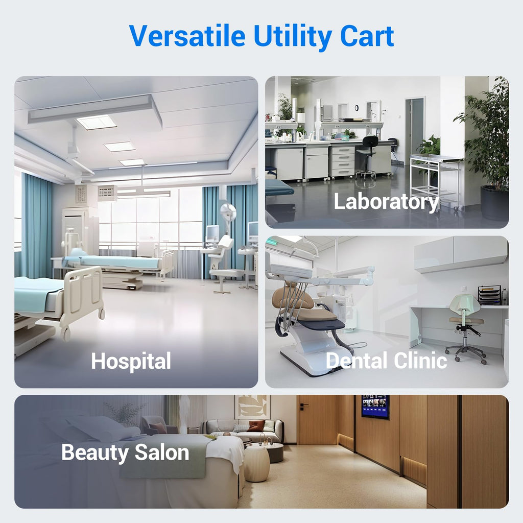 Medical Carts with Wheels, Mobile Ultrasound Cart, Rolling Dental Carts with Drawers, Professional Trolley Cart with Trays for Hospital Clicnic Lab Beauty Salon
