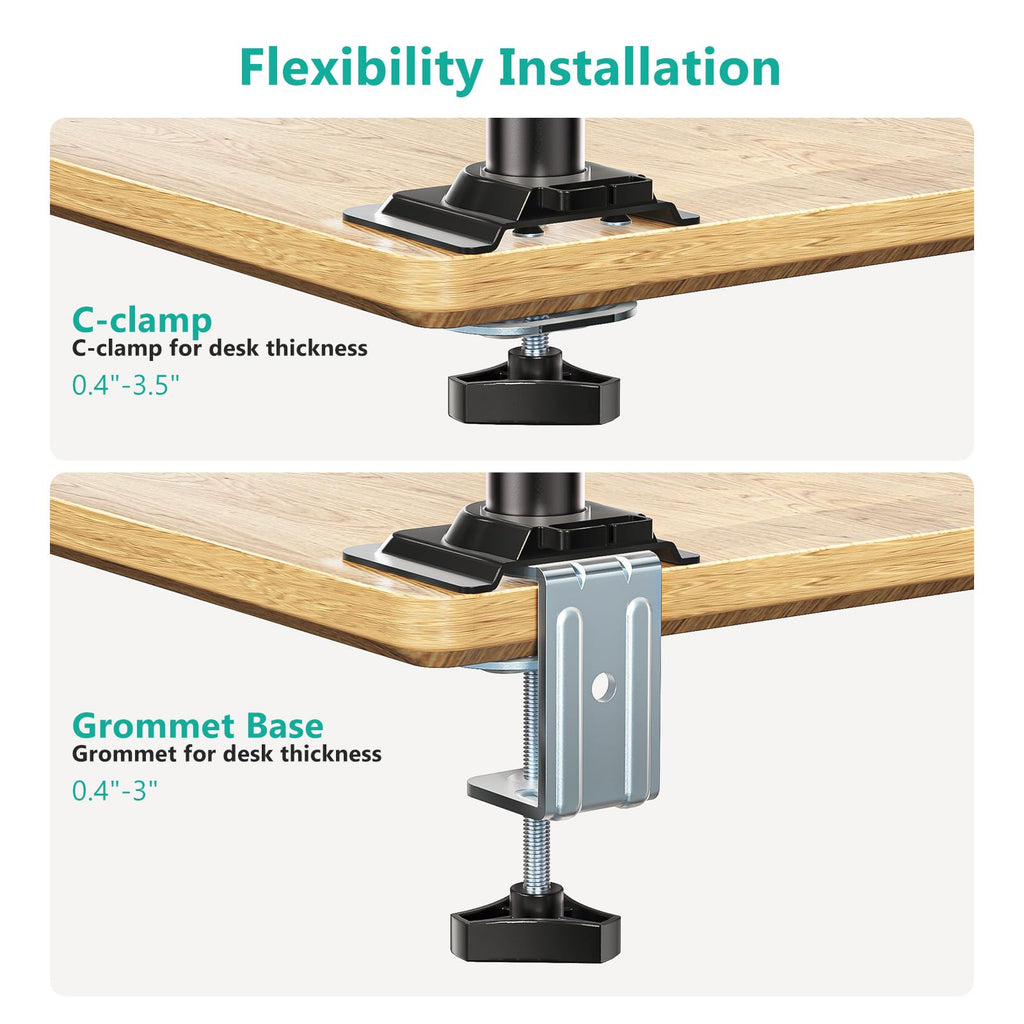 Laptop Desk Mount for 15.6 inch Notebook, Fully Adjustable Single Monitor Arm with Laptop Holder for 32 inch Screen, Laptops Stand with Ventilated Tray, Up to 22 Lbs, (GSDM00LP), Black