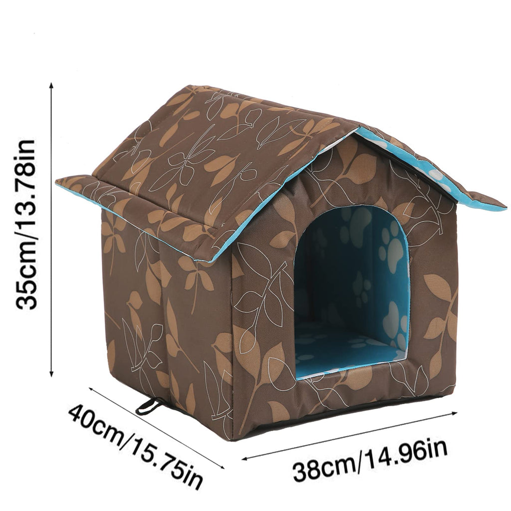 Outdoor Cat House, Cat Houses for Outdoor Cats, Weatherproof Warm and Insulated Cat House with Transparent Curtain Pet House, Stray Cats Shelter (Shabby Chic, Medium-Houses)