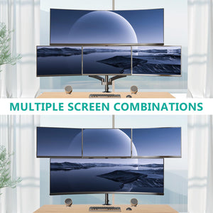 4 Monitor Mount for 13-49 inch Ultrawides on Top Bracket and 27 inch Screens on Lower Brackets, Heavy Duty Arm Extra Tall Quad Monitor Stand, up to 44 lbs (GSDM004S-P), Black