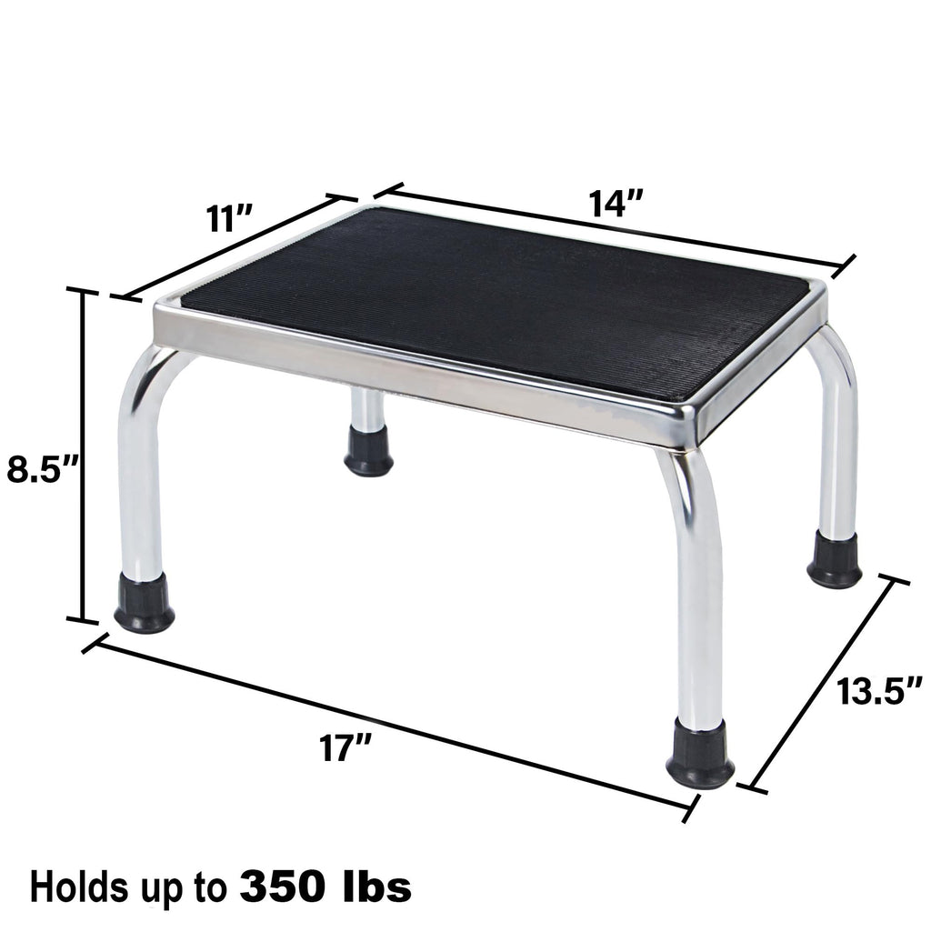 Medical Foot Step Stool 350lbs Heavy-Duty Welded Steel Legs, Fully Welded Single Construction Frame, Anti-Skid Rubber Platform