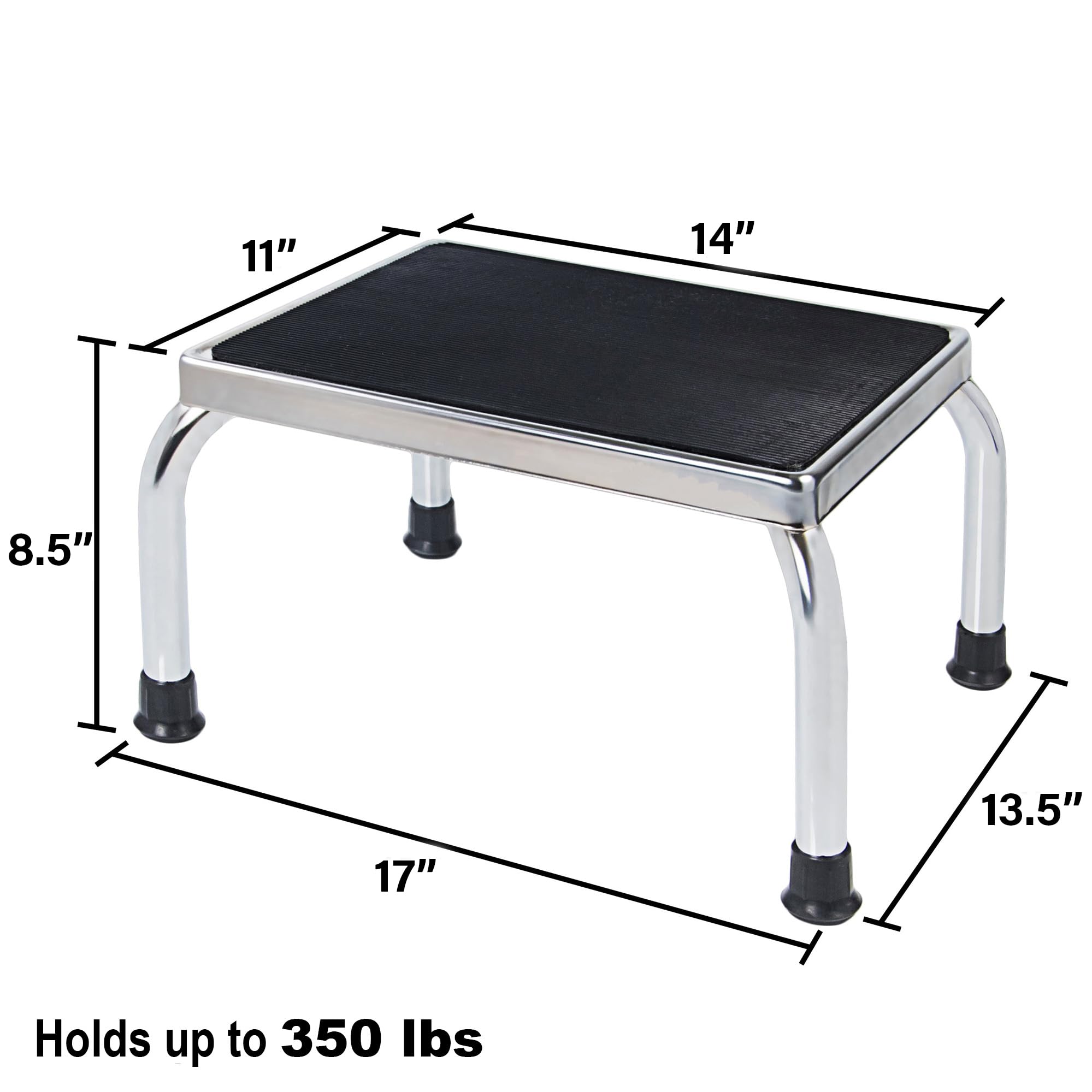 Medical Foot Step Stool 350lbs Heavy-Duty Welded Steel Legs, Fully Welded Single Construction Frame, Anti-Skid Rubber Platform