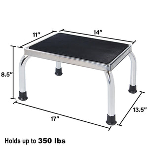 Medical Foot Step Stool 350lbs Heavy-Duty Welded Steel Legs, Fully Welded Single Construction Frame, Anti-Skid Rubber Platform