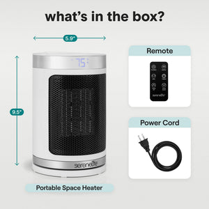 Smart Space Heater – 1500W Indoor Electric Heater with Thermostat, Remote Control, 12-Hour Timer, Wi-Fi Enabled PTC Ceramic Heating for Home and Office, White (5.9