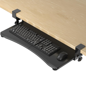Keyboard Tray Under Desk Pull Out with C Clamp Mount, Computer Keyboard & Mouse Tray, 25.6 (30 Including Clamps) x 11.8 inch Slide-Out Platform Computer Drawer for Typing, Black, DSF1