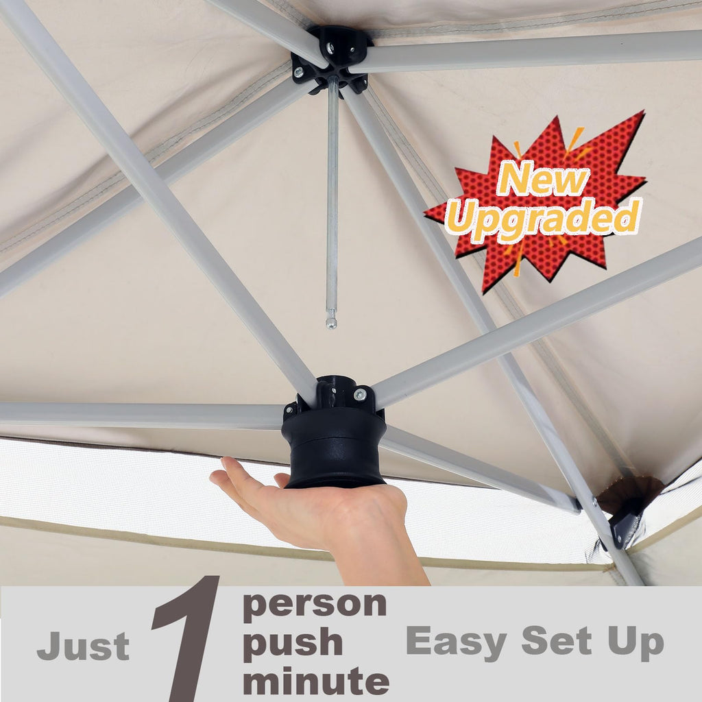 12x12 Pop Up Gazebo On Clearance Canopy Tent- Upgrade Metal Outdoor Canopy Waterproof - Portable Gazebo with Mosquito Nettings, 4 Ropes 8 Stakes and Carry Bag for Patio Garden(Coffee)