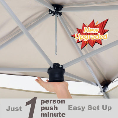 12x12 Pop Up Gazebo On Clearance Canopy Tent- Upgrade Metal Outdoor Canopy Waterproof - Portable Gazebo with Mosquito Nettings, 4 Ropes 8 Stakes and Carry Bag for Patio Garden(Coffee)