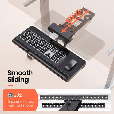Upgraded Ergonomic Keyboard Tray Under Desk, Adjustable Sliding Keyboard Platform Holder, Keyboard Stand with Wrist Rest & Storage Drawer for Home, Office and Gaming, 24.4