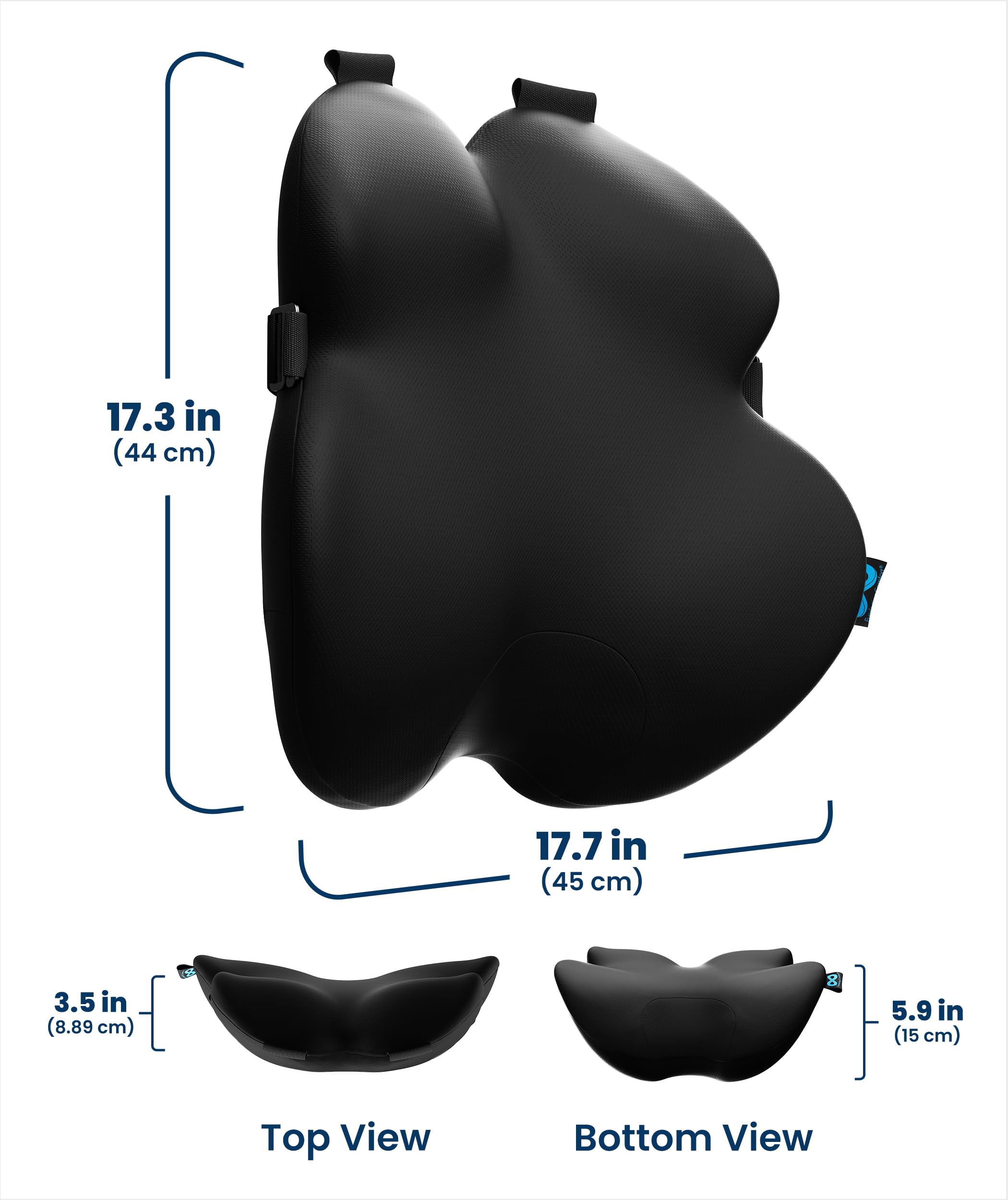 Lumbar Support Pillow for Office Chair - Memory Foam Back Cushion for Car Seat - Promotes Better Posture, Back Pain Relief - Ideal for Gaming and Desk Chairs
