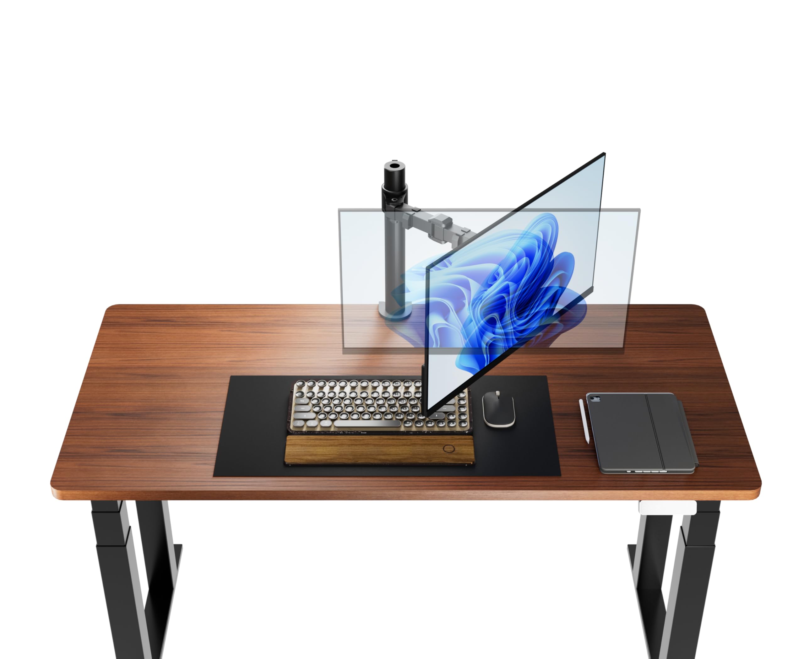 Single Computer Monitor Stand with Cable Management, Height Adjustable VESA Desk Arm Mount, Fully Adjustable Tilt and Rotation, Steel, Black, Fits 13-30" Screens
