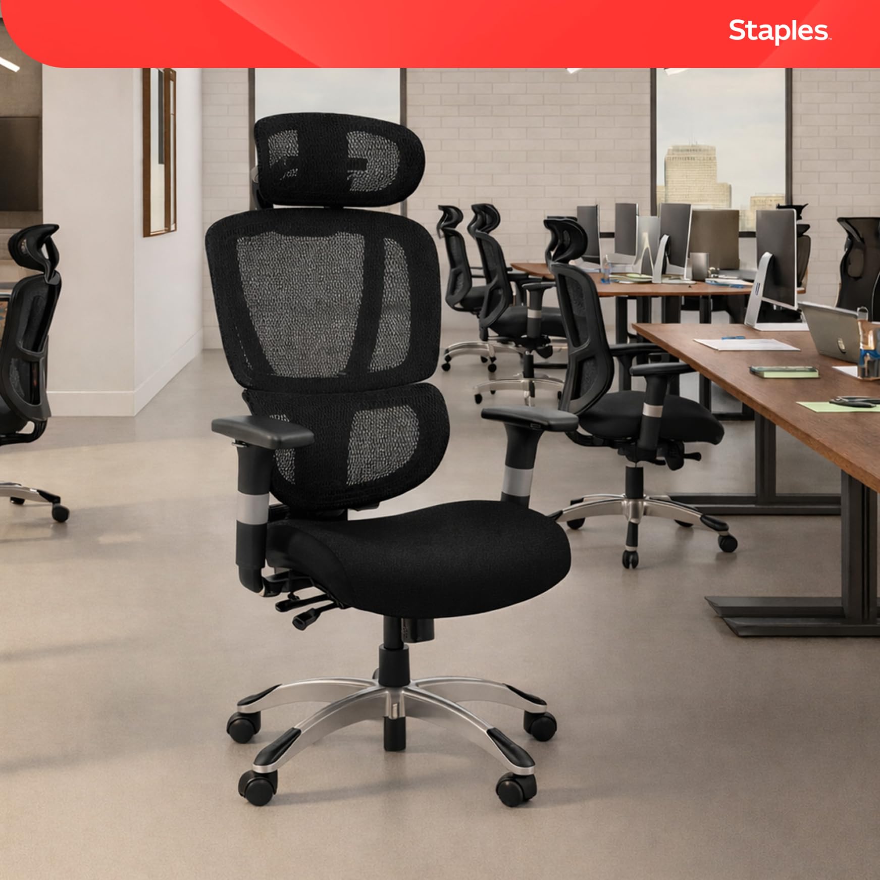 Ergonomic Task Chair, Mesh, Ergonomic, Lumbar Support, Swivel, Black