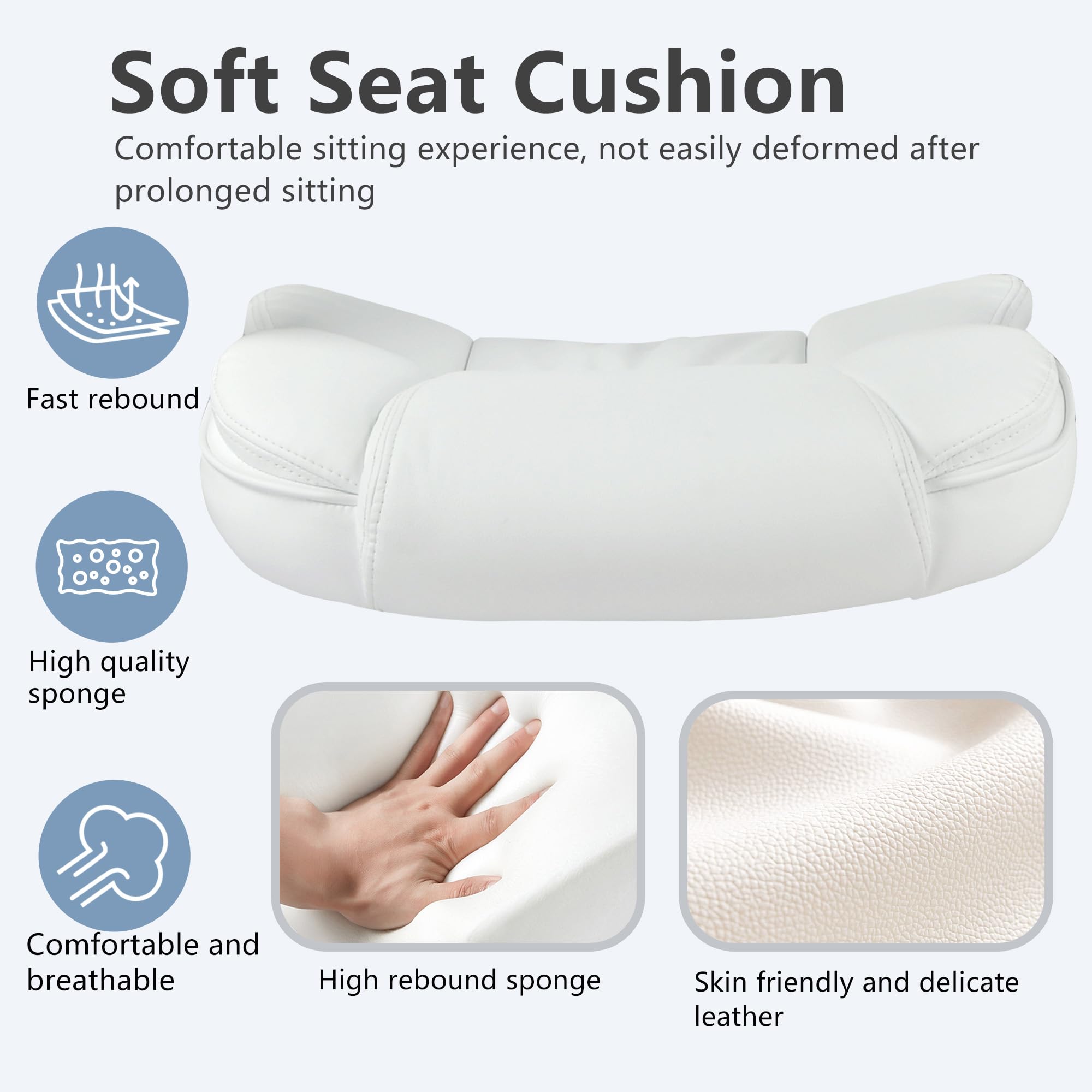Office Chair Massage Computer Chair High Back Adjustable Desk Chair Rolling Swivel Executive Chair PU Leather with Lumbar Support Arms Headrest Task Chair,White