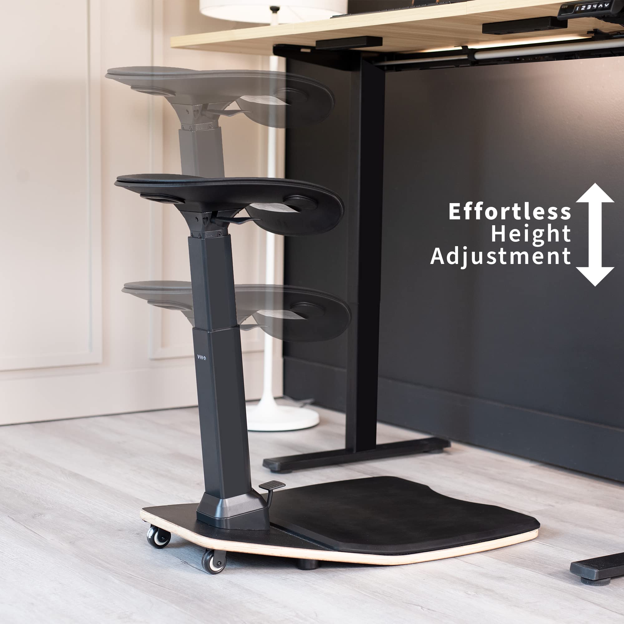 Ergonomic Leaning Perch Chair with Anti-Fatigue Mat, Standing Desk Stool, Height Adjustable Home Office Posture Seat, Black, CHAIR-S02M