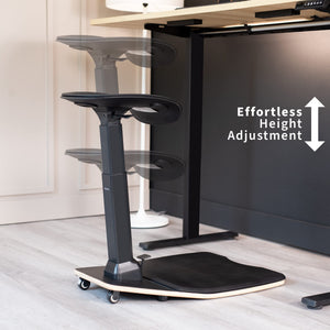 Ergonomic Leaning Perch Chair with Anti-Fatigue Mat, Standing Desk Stool, Height Adjustable Home Office Posture Seat, Black, CHAIR-S02M