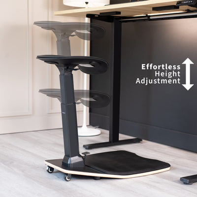Ergonomic Leaning Perch Chair with Anti-Fatigue Mat, Standing Desk Stool, Height Adjustable Home Office Posture Seat, Black, CHAIR-S02M