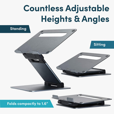 Ergonomic Adjustable Laptop Stand for Desk, Extra Tall 20” Height Aluminum Laptop Riser, Portable Foldable Computer Stand, Fits 10-17” Laptops for Office Meetings, Teamwork & Desk Setup