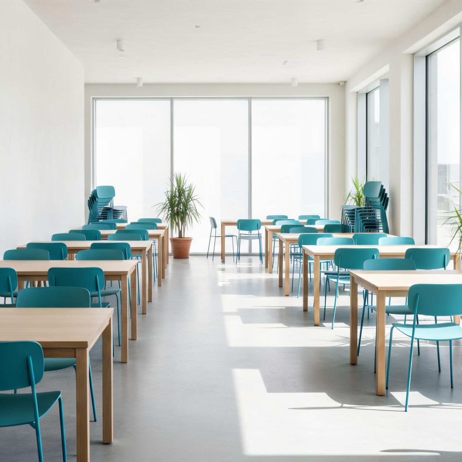 Armless Stacking Chairs Set of 4, Office Waiting Room Chairs with Metal Legs and Ergonomic Plastic Seat, Metal Chairs Set of 4 for Conference Reception Dining Room, Blue