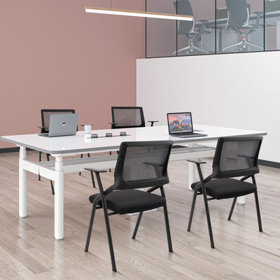 Black (10pk), Stackable & Foldable Office Chairs with Ergonomic Lumbar Support and Thickened Seat Cushion, Folding Mesh Fabric Reception Guest Chair for School Church Lobby Conference Room,