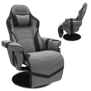 900 Console Gaming Recliner with Footrest and Lumbar Support - Comfortable Ergonomic Gaming Chair with Headrest, No Wheels, Reclining, Heavy Duty, Racing Style Video Game Chairs - Gray Fabric