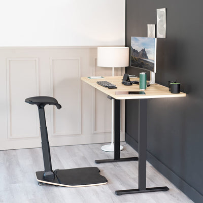 Ergonomic Leaning Perch Chair with Anti-Fatigue Mat, Standing Desk Stool, Height Adjustable Home Office Posture Seat, Black, CHAIR-S02M
