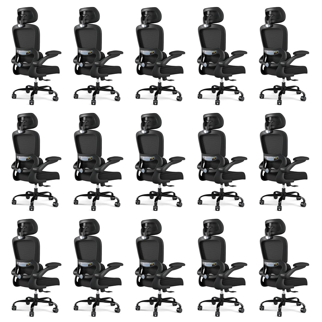 ( Black Pack of 15) Office Chair Ergonomic Desk Chair, 330 LBS Home Mesh Office Desk Chairs with Wheels, Comfortable Gaming Chairs
