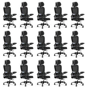 ( Black Pack of 15) Office Chair Ergonomic Desk Chair, 330 LBS Home Mesh Office Desk Chairs with Wheels, Comfortable Gaming Chairs