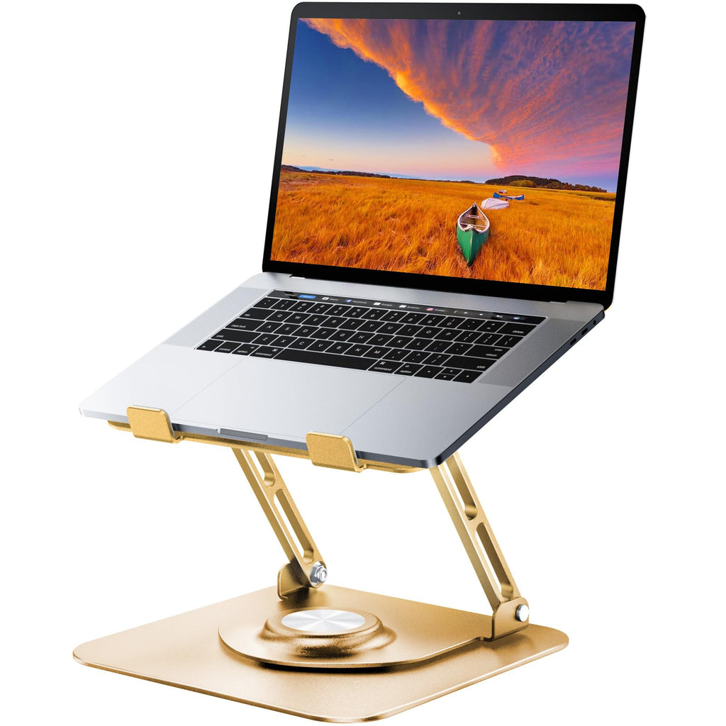 Laptop Stand for Desk, Adjustable Computer Stand with 360° Rotating Base, Ergonomic Laptop Riser for Collaborative Work, Foldable & Portable Laptop Stand, fits for All 10-16" Laptops